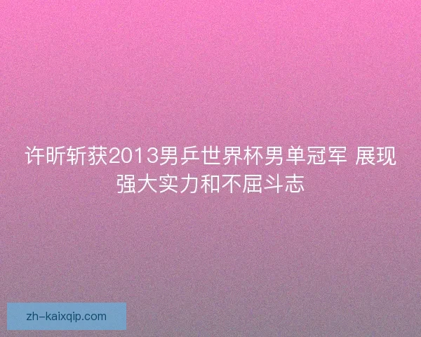 许昕斩获2013男乒世界杯男单冠军 展现强大实力和不屈斗志